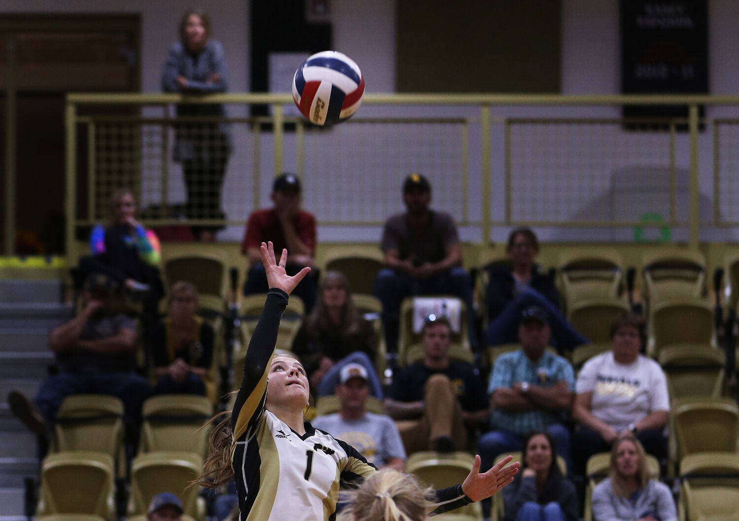Tess Rule tips the ball over the net to score